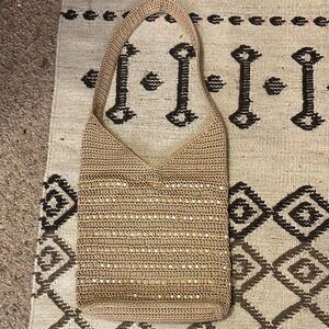 Elegant Tan Crochet Shoulder Bag